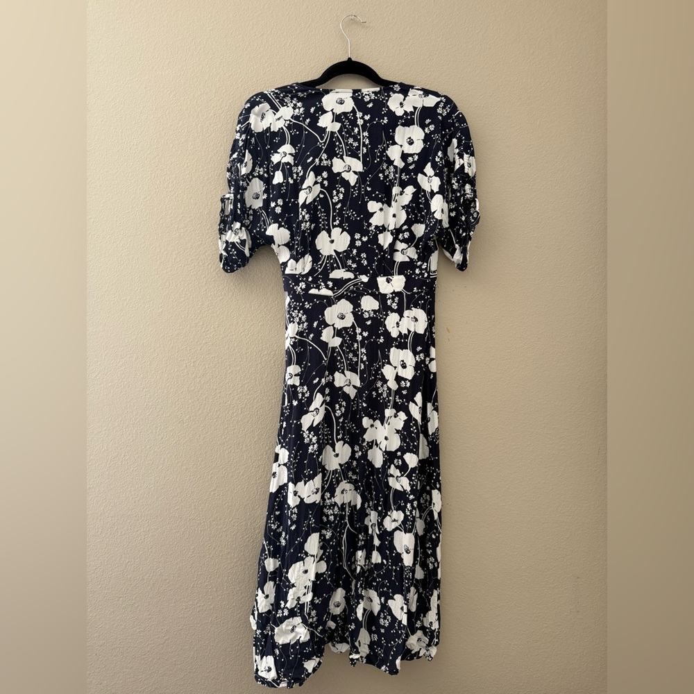 ba&sh Gaby Marine Floral Wrap Midi Dress Size 2 (US 8) - Picture 3 of 7